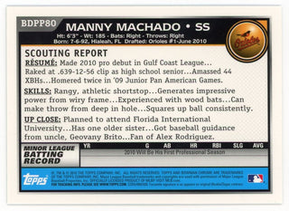 Manny Machado 2010 Topps 1st Bowman Chrome Silver #BDPP80 Card