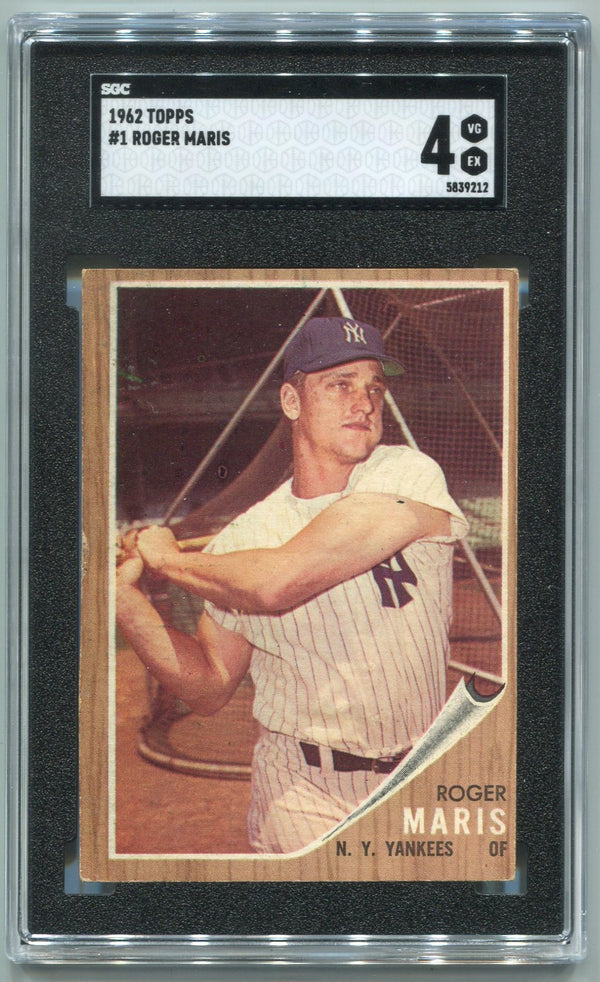 Roger Maris 1962 Topps Card #1 SGC Graded 4