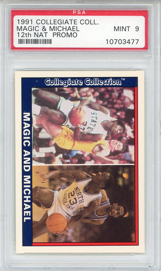 Michael Jordan & Magic Johnson 1991 Collegiate Collection 12th National Promo Card (PSA Mint 9)