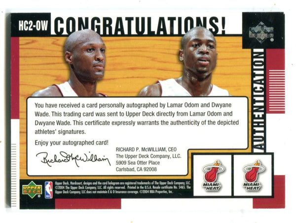 Dwyane Wade/Odom 2003 Upper Deck Dual Hardwood Commemoratives Card