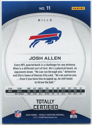 Josh Allen 2024 Panini Totally Certified Mirror Parallel Card #11