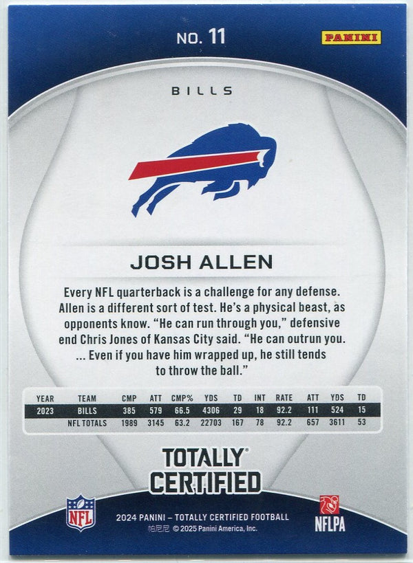 Josh Allen 2024 Panini Totally Certified Mirror Parallel Card #11