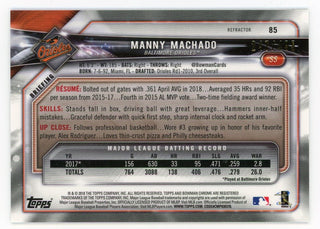 Manny Machado 2018 Topps Bowman Chrome Silver Refractor #85 Card 247/499