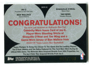 2006 Topps Luxury Box Quad Jersey Card Shaq/Ben/Yao/Jay Z