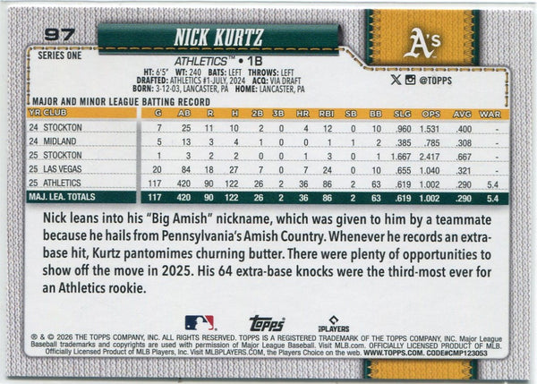 Nick Kurtz 2026 Topps Card #97