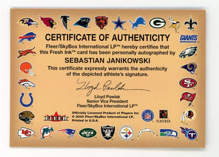 Sebastian Janikowski 2000 Fleer Autographics Draft Card