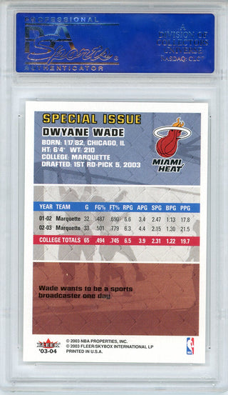 Dwyane Wade Autographed 2003-04 Fleer Traidition Promo Giveaway Card (PSA)