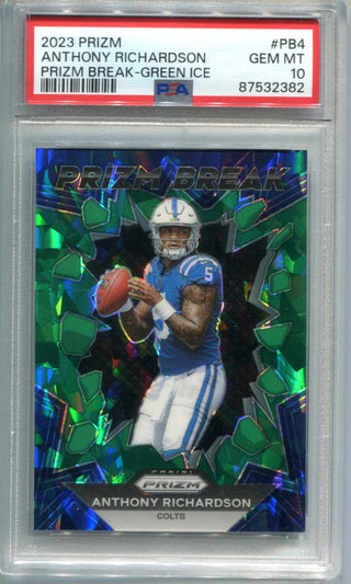 Anthony Richardson 2023 Panini Pizm Break-Green Ice #PB4 PSA 10 Card