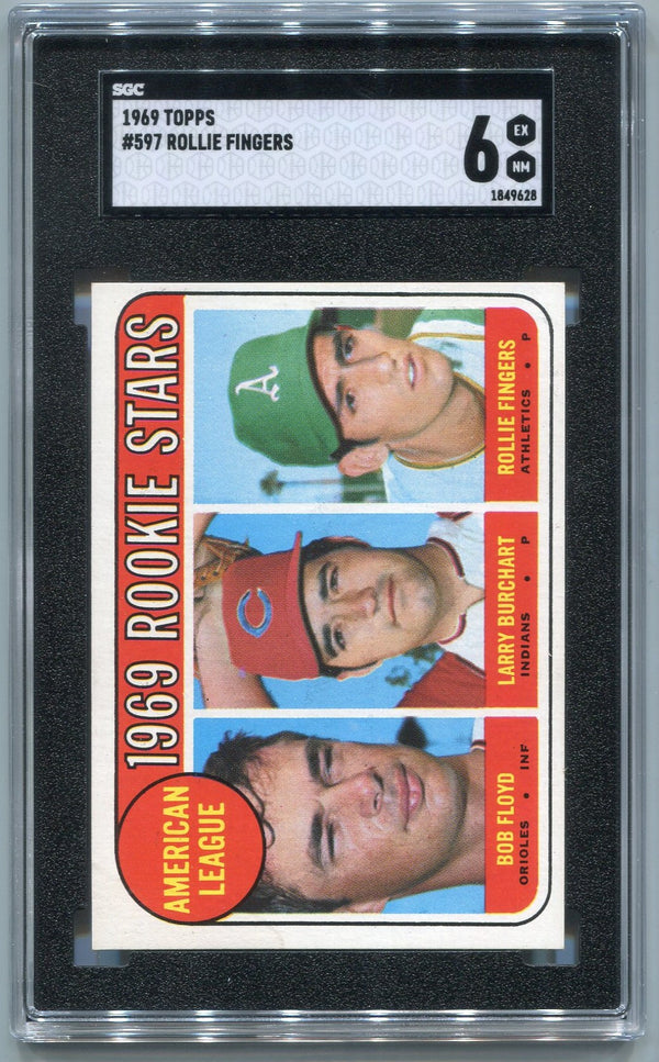 Rollie Fingers 1969 Topps Rookie Stars RC #597 SGC Graded 6