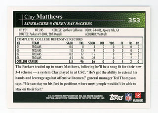 Clay Matthews 2009 Topps Rookie #353 Card