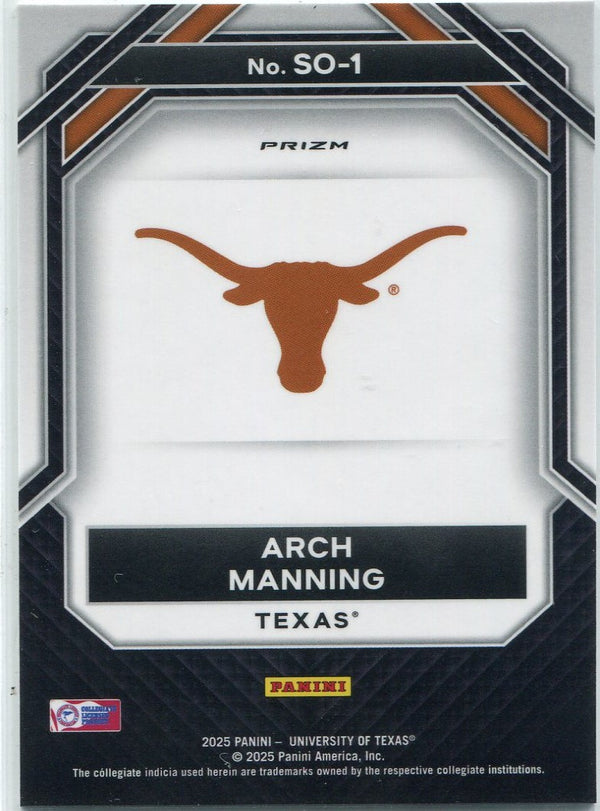Arch Manning 2025 Panini Prizm NIL University Of Texas Student Orientation Green Shimmer Prizm RC #SO-1