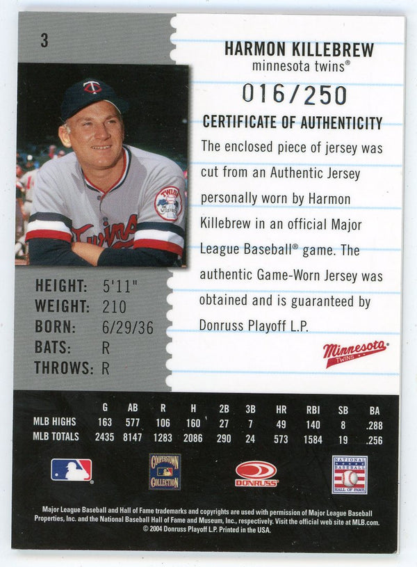 Harmon Killebrew 2005 Leaf Century Collection Patch Relic #3