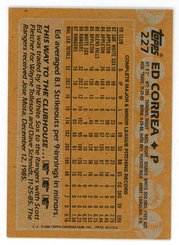 Ed Correa Autographed 1988 Topps #277