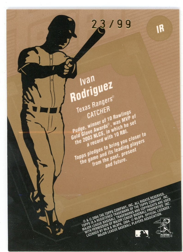  Ivan Rodriguez player worn jersey patch baseball card