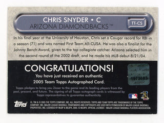 Chris Snyder 2005 Topps Autograph Issue #TT-CS Card