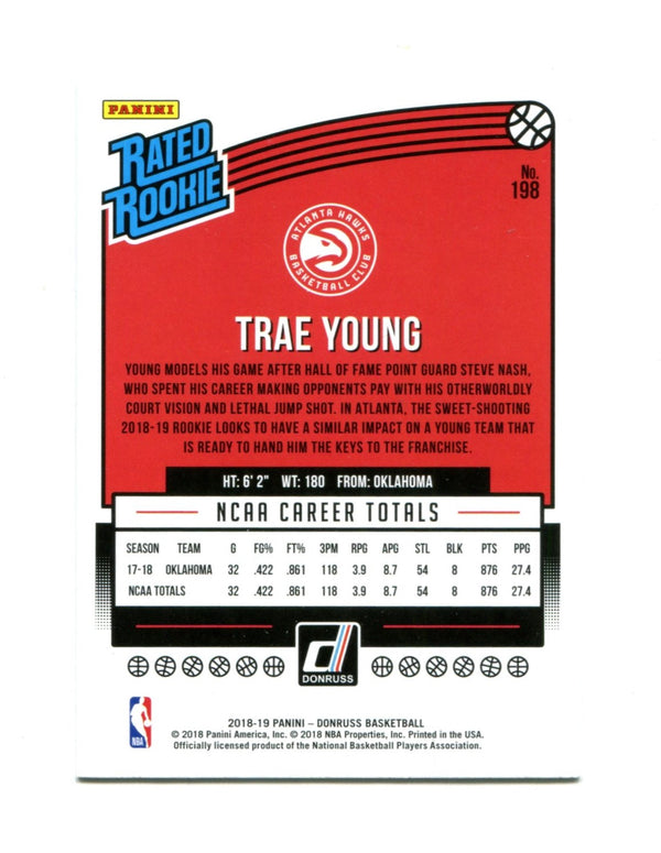 Trae Young 2018-19 Panini Rookie Rated #198 Card