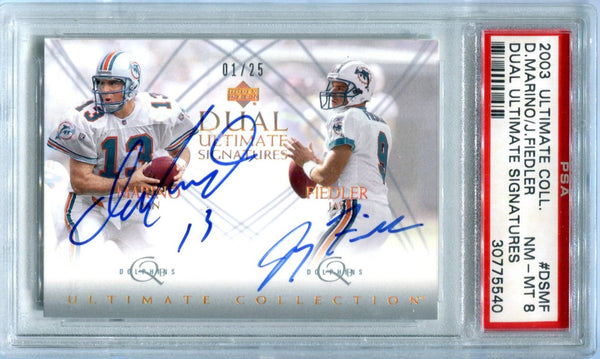 Dan Marino/Jay Fiedler Upper Deck Ultimate Signatures Auto Card PSA 8 01/25