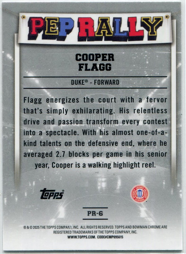 Cooper Flagg 2025 Bowman U Chrome Pep Rally RC #PR-6