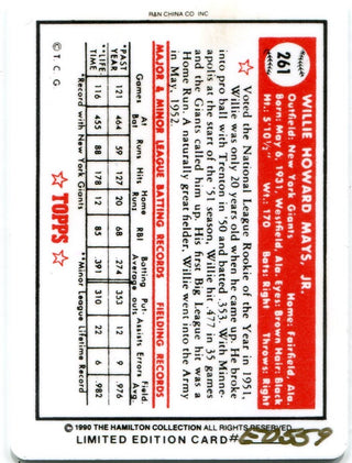 Willie Mays 1990 The Hamilton Collection 1952 Porcelain Card #E0559