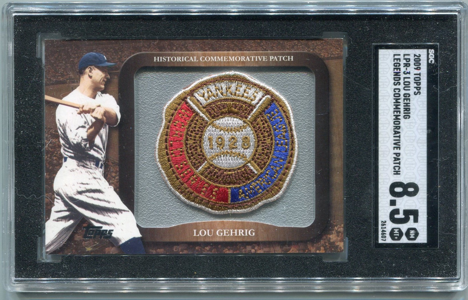Lpre Card Lou Gehrig 2009 Topps Legends Commemorative Patch Card #LPR-3 SGC Grad ...