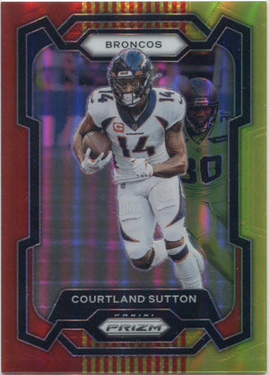 Courtland Sutton 2023 Panini Prizm Red & Yellow Prizm Card #85 13/44
