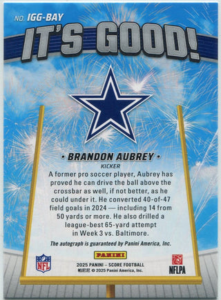 Brandon Aubrey 2025 Score It's Good Autographed Card #IGG-BAY