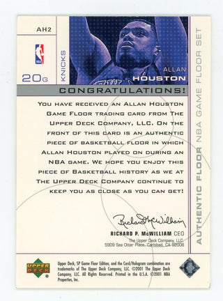 Allan Houston 2001 Upper Deck Authentic Game Floor #AH2 Card