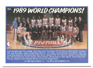 NBA Hoops 1989 World Champions Detroit Pistons
