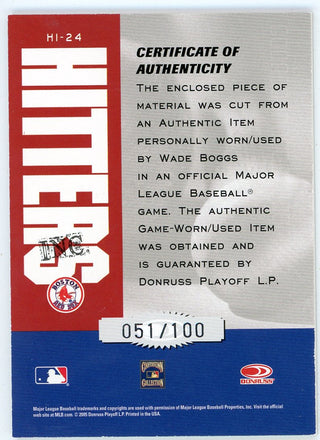 Wade Boggs 2005 Donruss Leather & Lumber Patch Relic #HI-24
