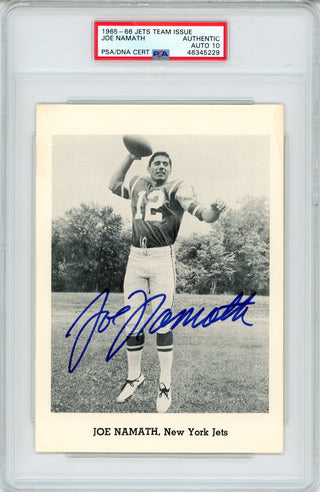 Joe Namath Autographed 1965/66 Jets Team Issue Photo Rookie Card (PSA)