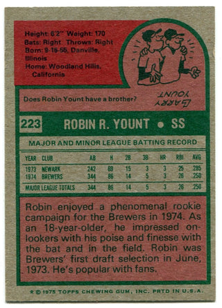 Robin Yount Unsigned 1975 Mini Topps Card