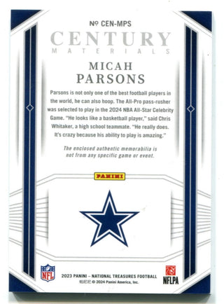 Micah Parsons 2023 Panini Century Materials Gold  Patch #CENMPS /10