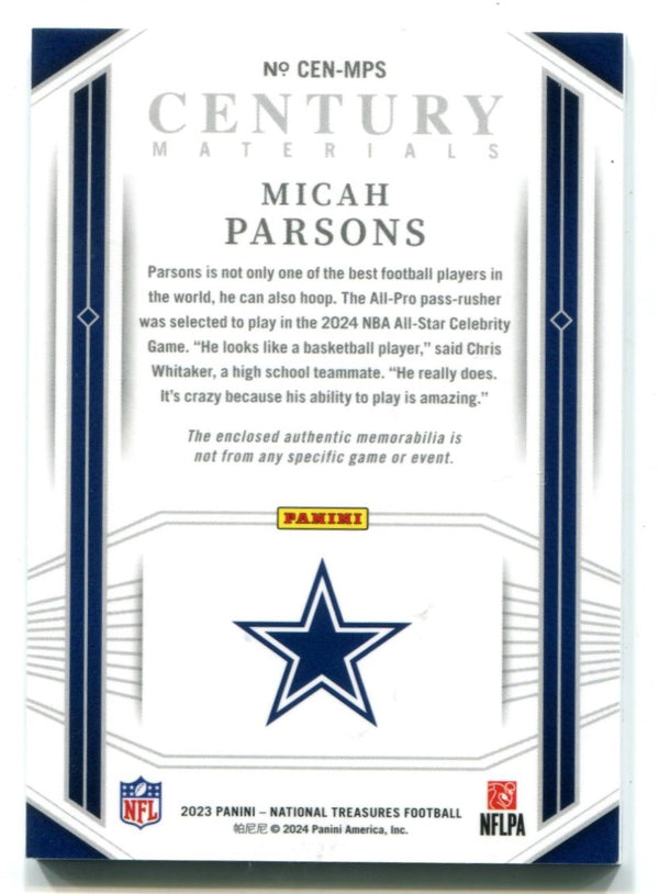 Micah Parsons 2023 Panini Century Materials Gold  Patch #CENMPS /10