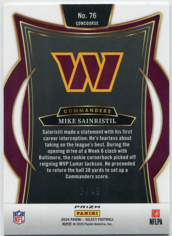 Mike Sainristil 2024 Panini Select Red Disco Prizm RC #76 13/49