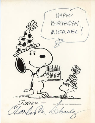 Charles Schulz Autographed 8.5 x 11 Peanuts Print (JSA)