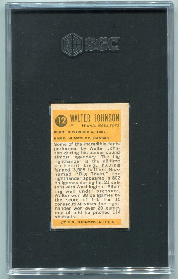 Walter Johnson 1963 Bazooka Greats Card #12 SGC Graded 4