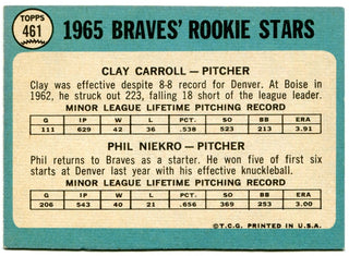 1965 Topps Rookie Stars Braves Clay Carroll Phil Niekro