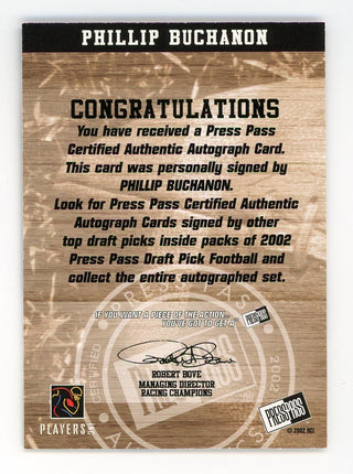 Phillip Buchanon 2002 Players Press Pass Card