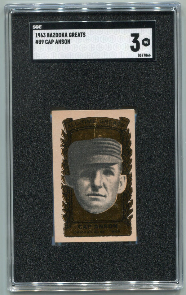 Cap Anson 1963 Bazooka Greats Card #39 SGC Graded 3