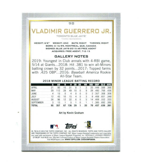 Vladimir Guerrero Jr 2019 Topps Gallery #98 Card