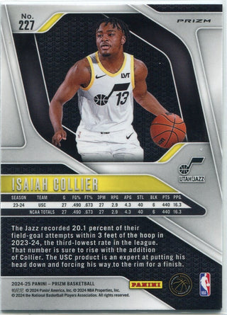 Isaiah Collier 2024 - 2025 Panini Prizm Silver Prizm RC #227