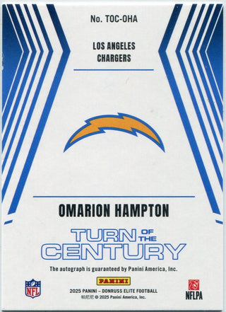 Omarion Hampton 2025 Panini Donruss Elite Turn Of The Century Autographed RC #TOC-OHA 222/499