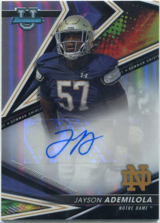 Jayson Ademilola 2022 Bowman Chrome University Autographed Refractor RC #BA-JAA