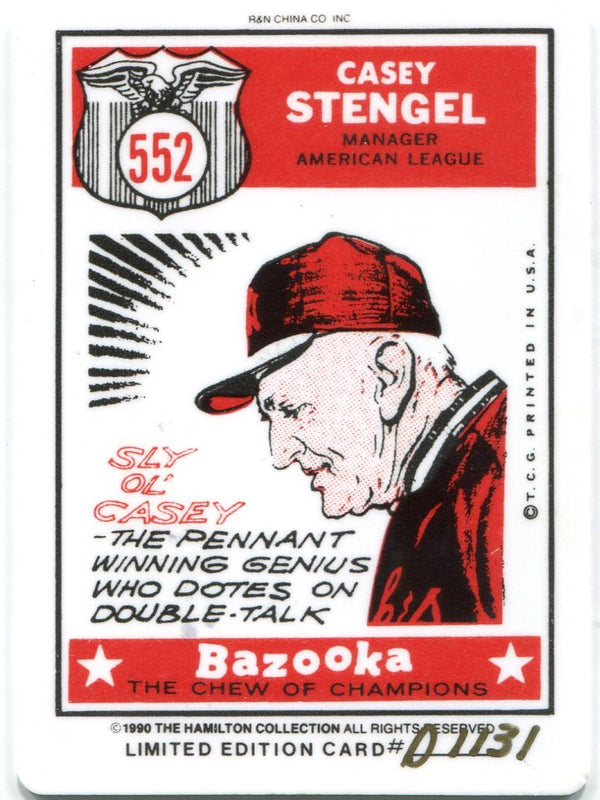 Casey Stengel 1990 The Hamilton Collection 1959 Porcelain Card #D1131