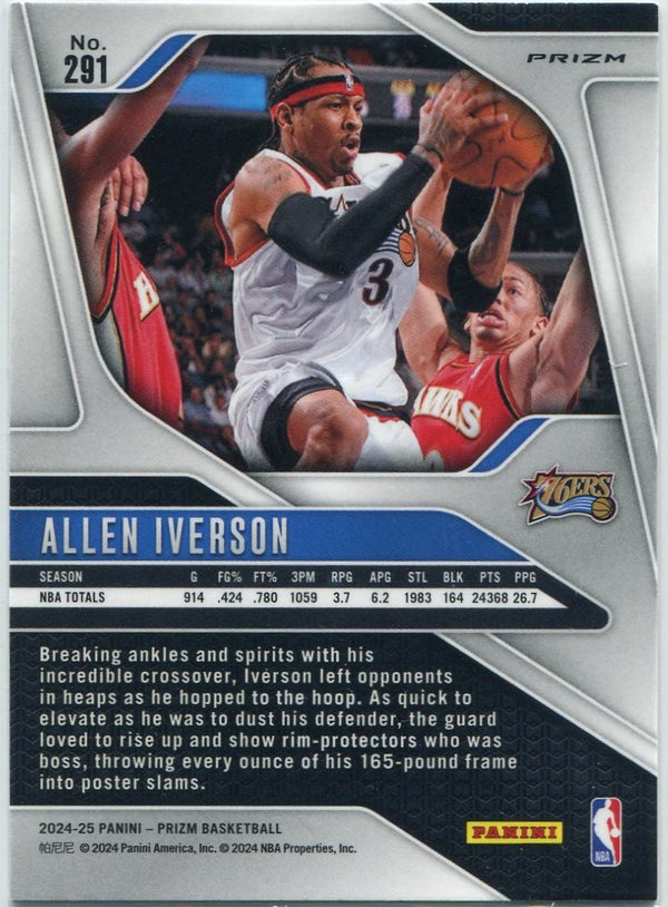 Allen Iverson 2024 - 2025 Panini Prizm Silver Prizm Card #291