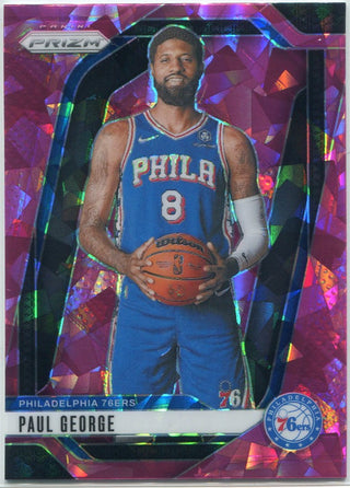 Paul George 2024 - 2025 Panini Prizm Pink Cracked Ice Prizm Card #50