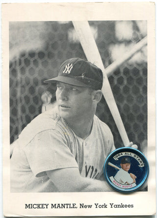 Mickey Mantle Unsigned 5x7 Photo With 1964 Coin