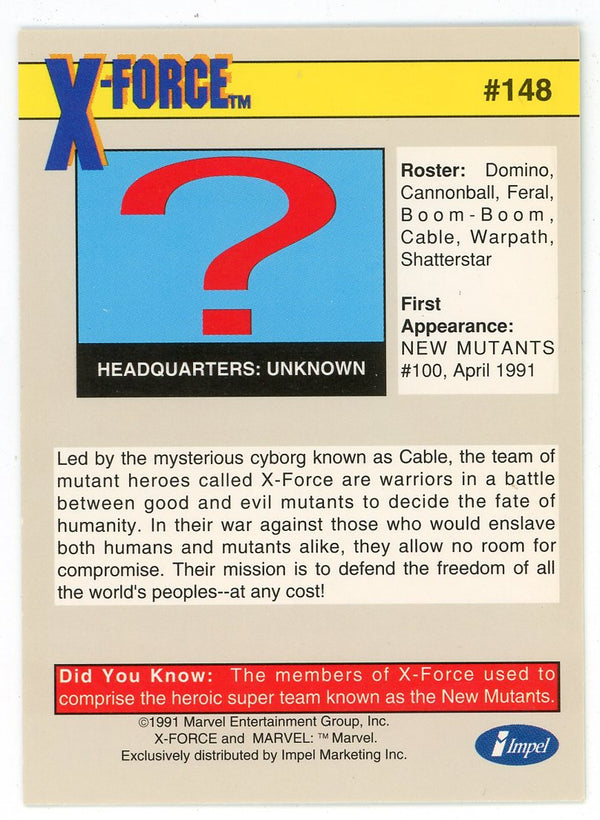 X-Force Rookies Marvel 1991 #148