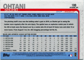 Shohei Ohtani 2019 Topps Opening Day Card #100