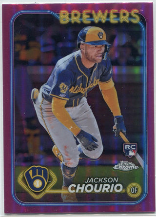 Jackson Chourio 2024 Topps Chrome Pink Refractor RC #161